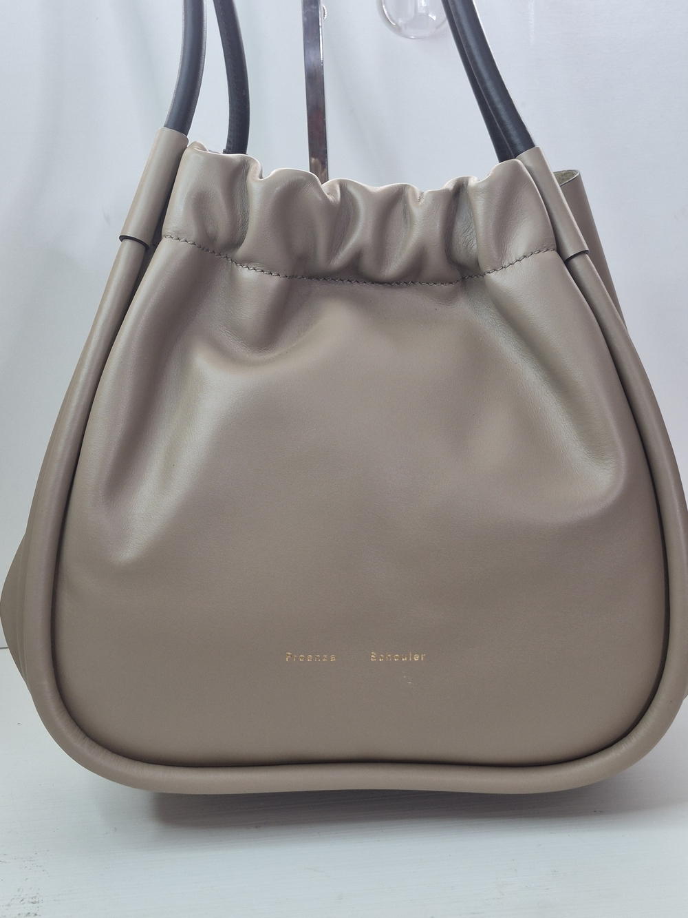 Proenza Schouler Taupe and Black Drawstring Hobo Bag